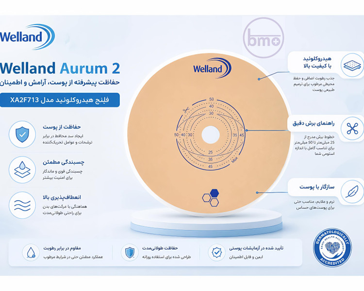 کیسه استومی دو تکه ته باز Welland مدل XA2D170 به همراه چسب پایه هیدروکلوئید مدل XA2F713