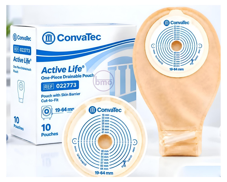 کیسه کلستومی و ایلئوستومی یکتکه تهباز مات کانوآتک ConvaTec Active Life کد 22773؛ سایز استاندارد ۱۹ تا ۶۴ میلیمتر