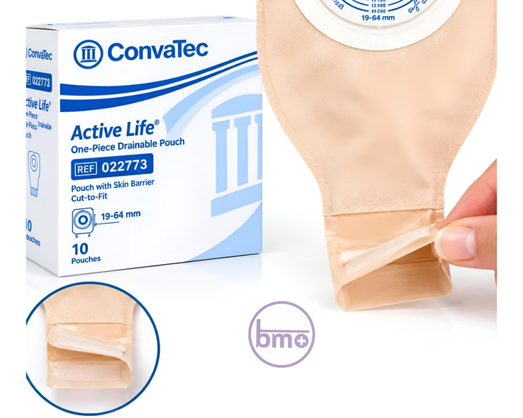 کیسه کلستومی و ایلئوستومی یکتکه تهباز مات کانوآتک ConvaTec Active Life کد 22773؛ سایز استاندارد ۱۹ تا ۶۴ میلیمتر