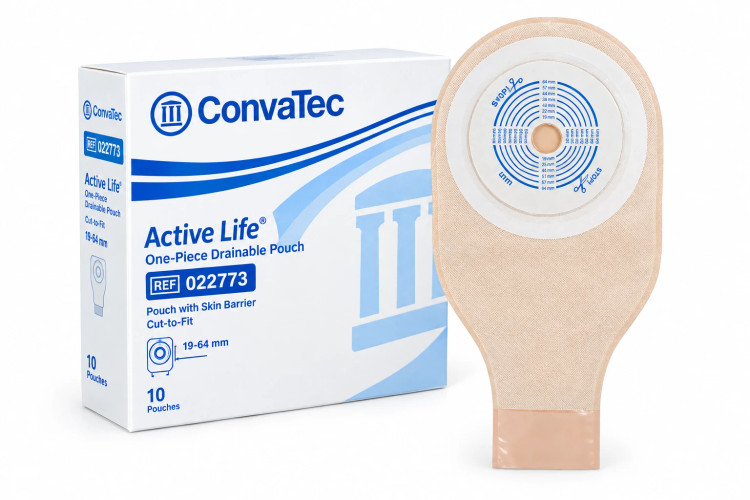 کیسه کلستومی و ایلئوستومی یکتکه تهباز مات کانوآتک ConvaTec Active Life کد 22773؛ سایز استاندارد ۱۹ تا ۶۴ میلیمتر