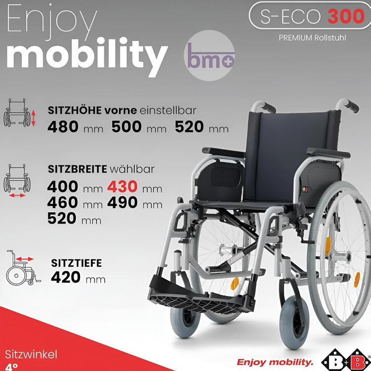 ویلچر فعال تاشو آلمانی B&B (بی اند بی) مدل S-Eco 300