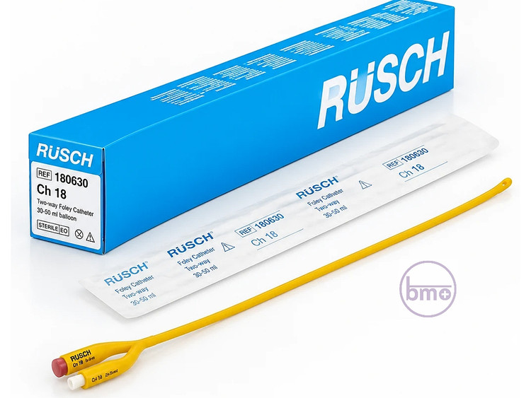 سوند فولی دو راهه روش گلد سایز ۱۸ تلفلکس (RÜSCH GOLD Ch. 18 / 6.0mm) بالون ۳۰ تا ۵۰ میلیلیتر